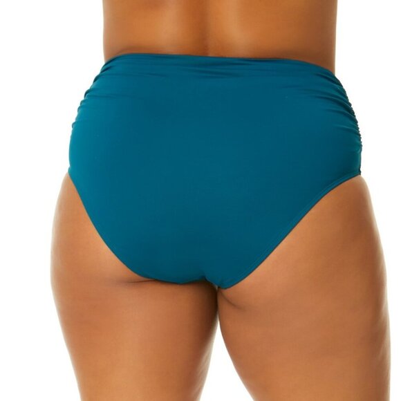Anne Cole Plus Size Convertible High Waist Shirred Swim Bottoms - Picture 8 of 8